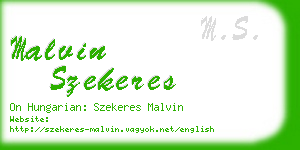 malvin szekeres business card